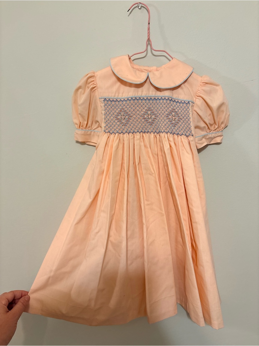 Smocked Peach Peter Pan Collar Dress for Girls